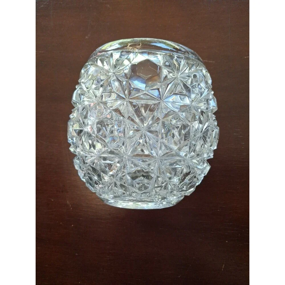 Clear Lead Hand cut Crystal Rose Bowl/Vase/Votive Candle